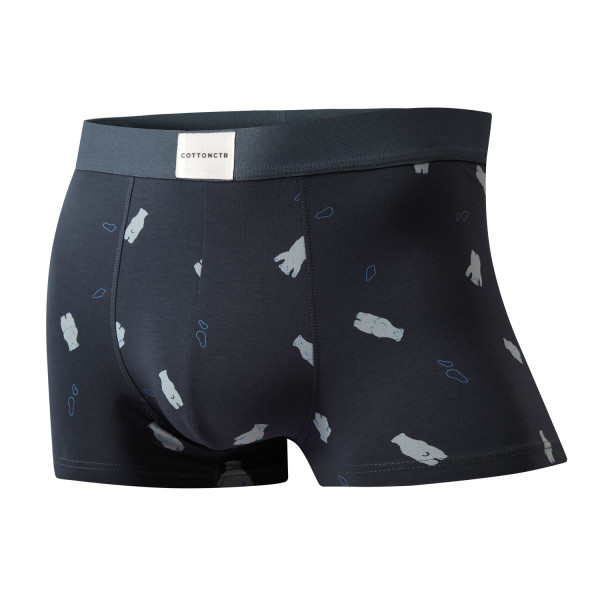 COTTONCTR Men`s Underwear Cotton Boxer Briefs Breathable Polar Bear Printed Fabric Dark Blue Color-One Pack
