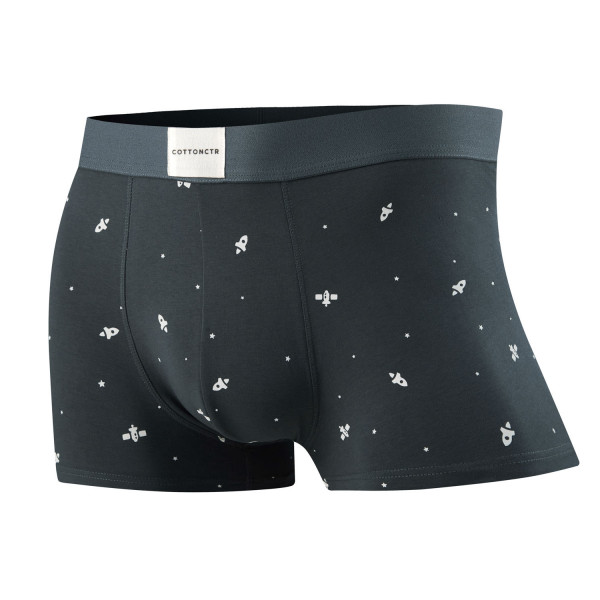COTTONCTR Men`s Underpants Cotton Boxer Briefs Space Printed Dark Slate Grey Color Comfortable Wear-One Pack