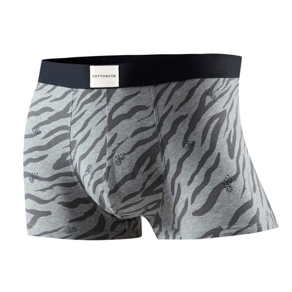 COTTONCTR Men`s Underpants Cotton Boxer Briefs Zebra Printed Grey Comfortable Wear-One Pack